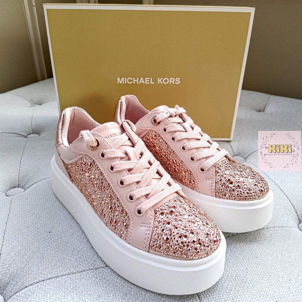Michael Kors Romey Embellished Platform Sneaker Pink 49F5RMFS1S - Picture 7 of 15